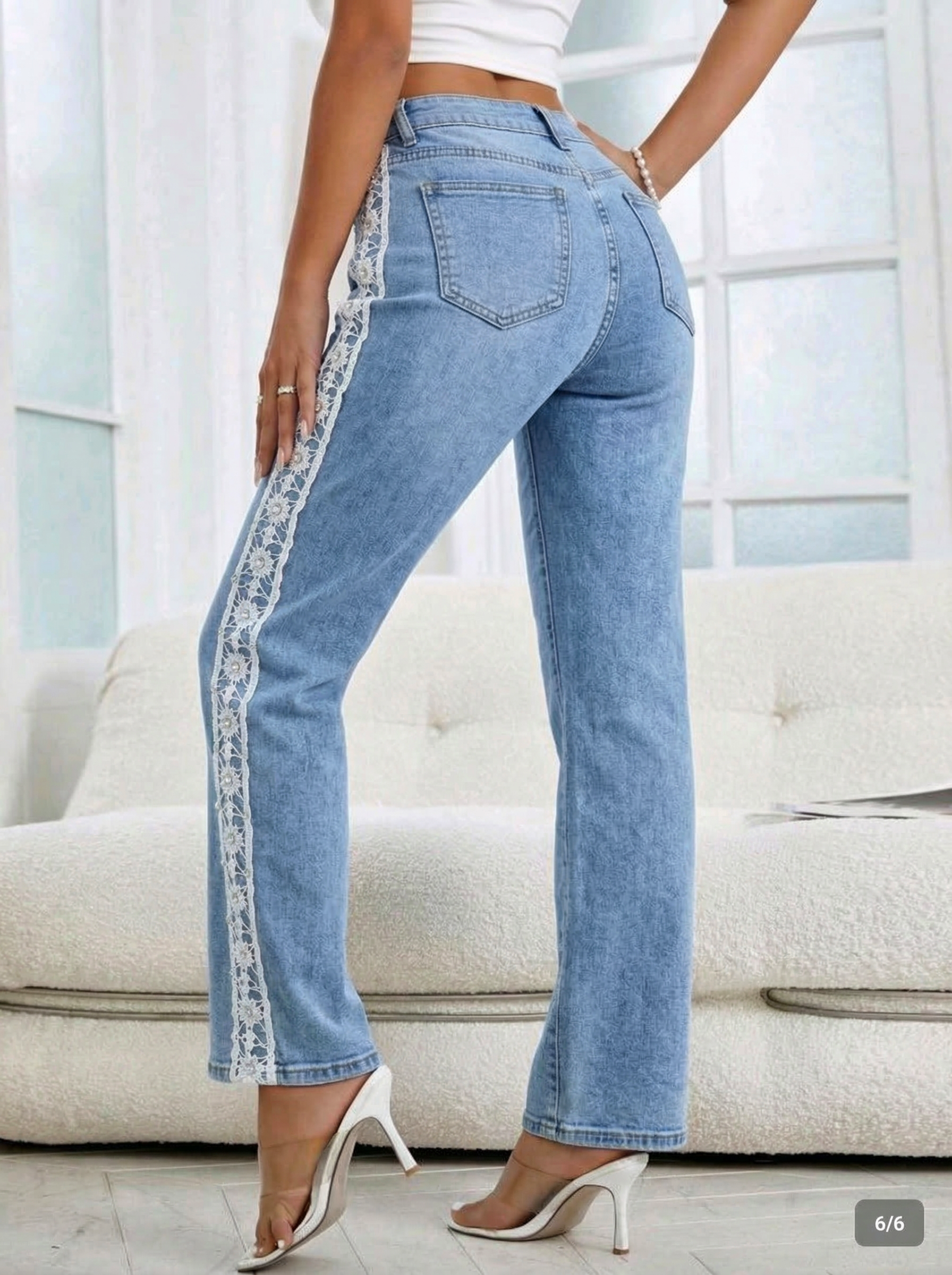 Разкроени Дамски Дънки Ginger сини #A1410