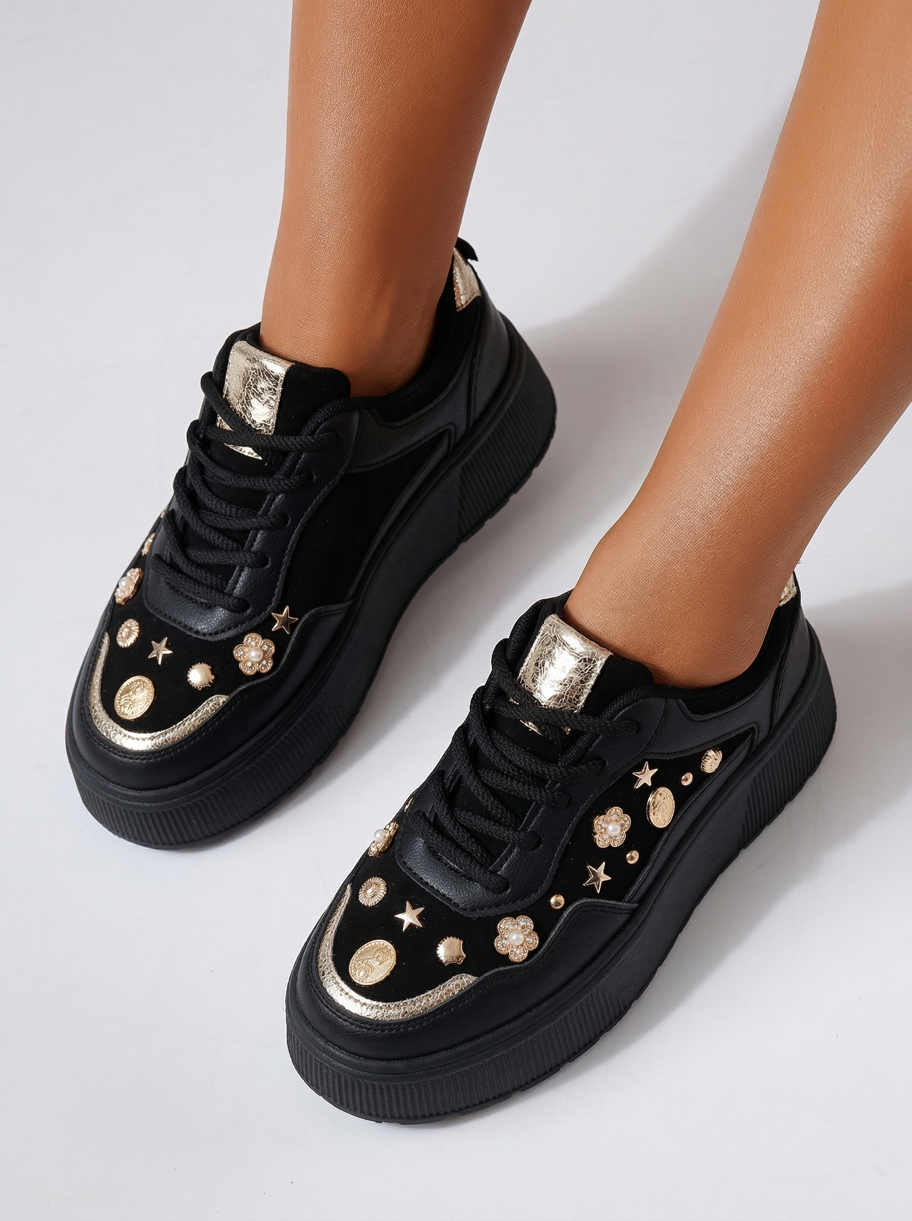 Дамски черни маратонки от екокожа Diana2 #24601