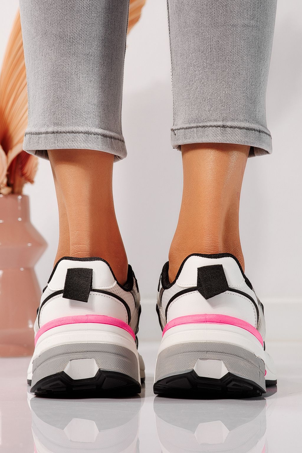 Дамски маратонки бели от еко кожа Amy #24604