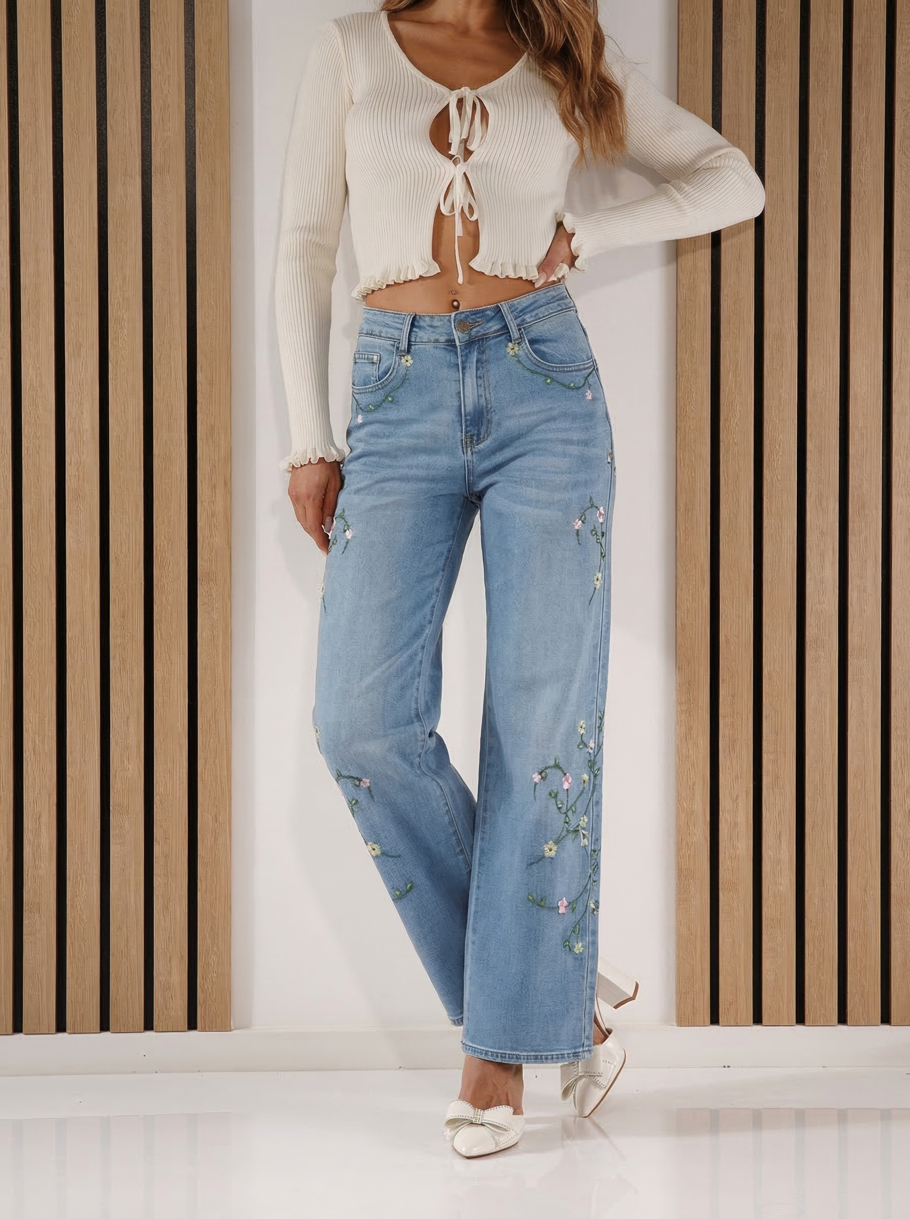 Дънки Wide Leg Дамски Zinna сини #A1415