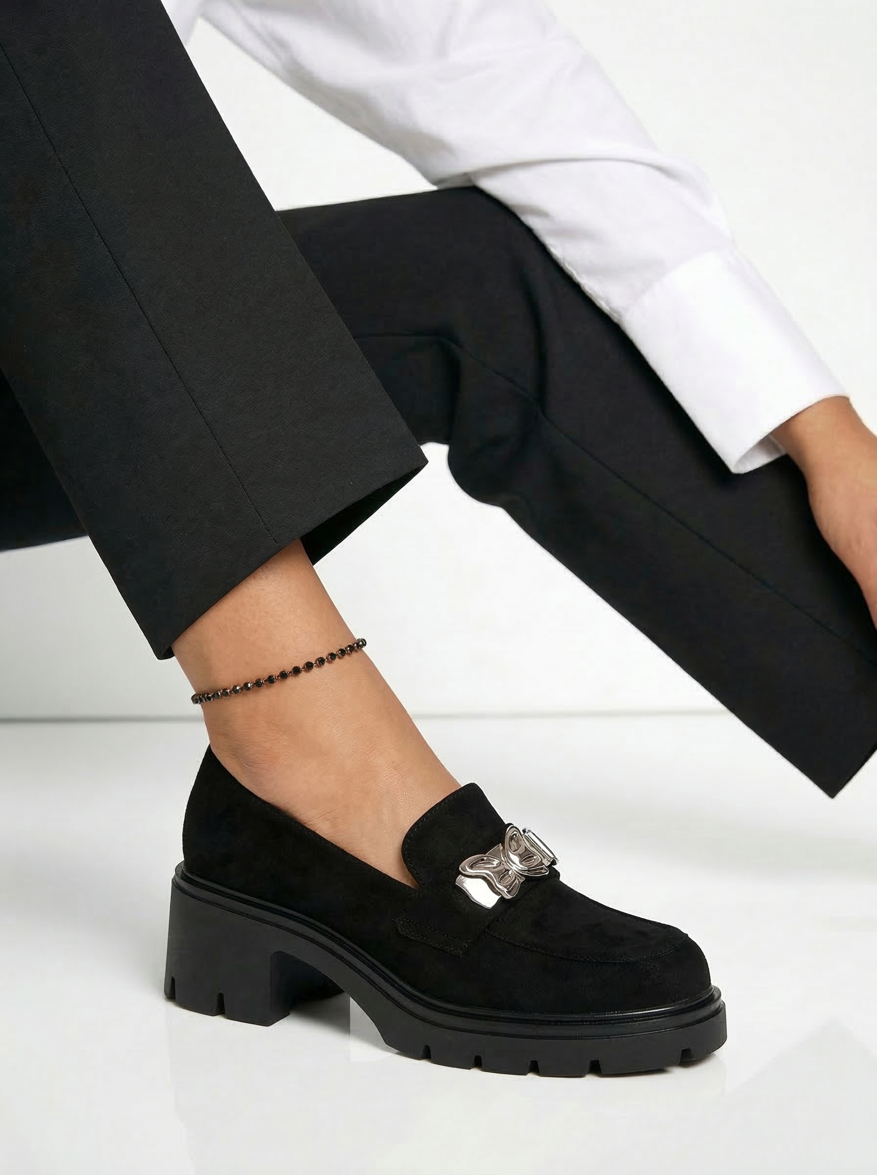 Всекидневни дамски обувки черни от обърната еко кожа Jenica #20782