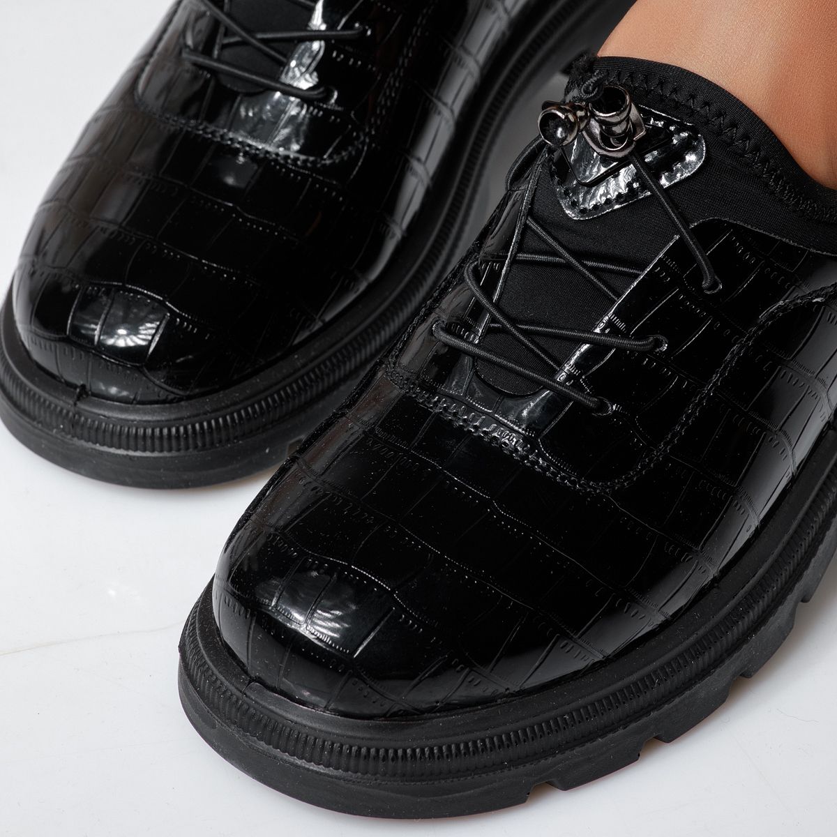 Дамски черни ежедневни обувки от лачена кожа Mariah #24606