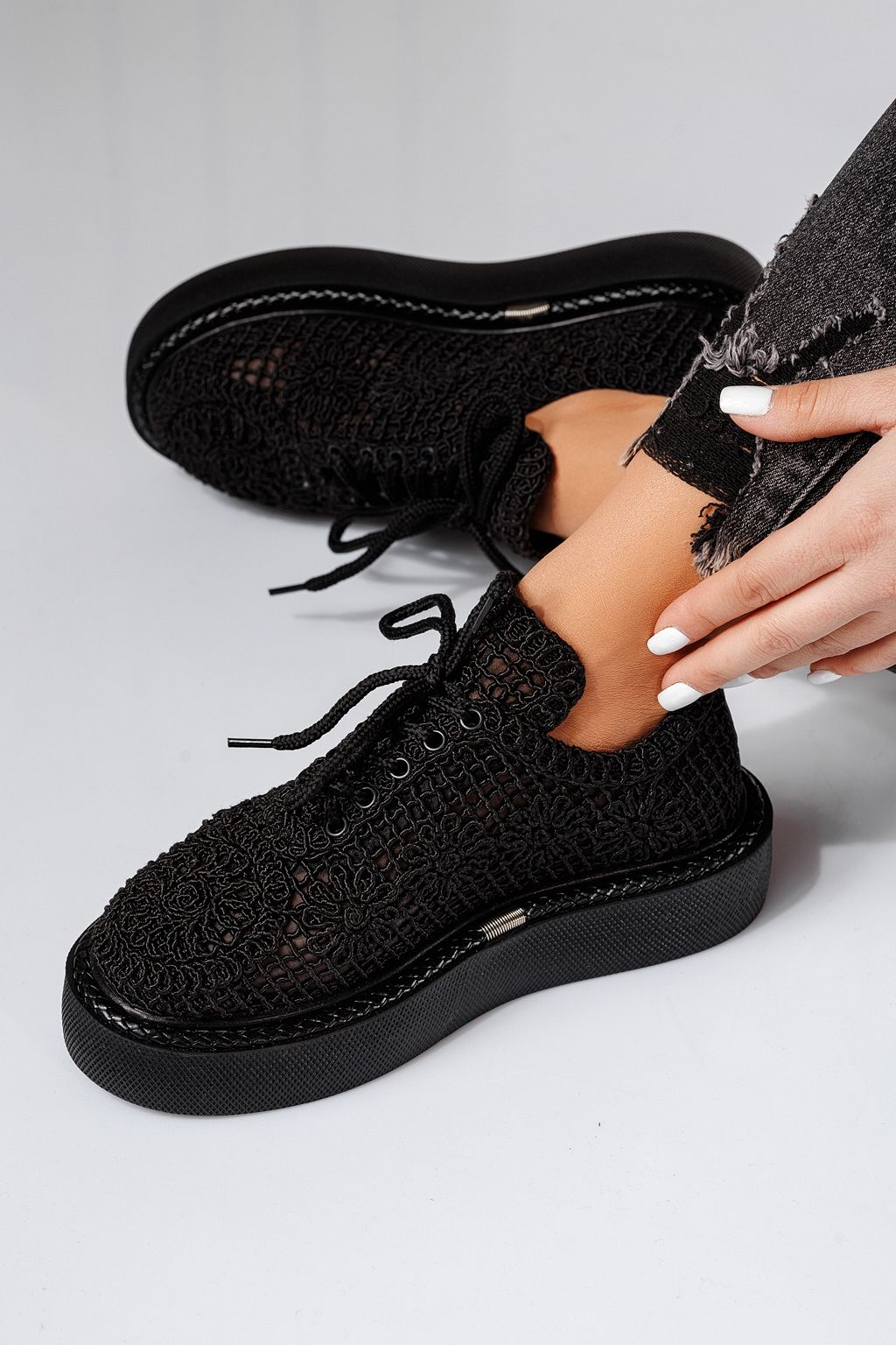 Всекидневни дамски обувки черни от текстилен материал Asha #24613