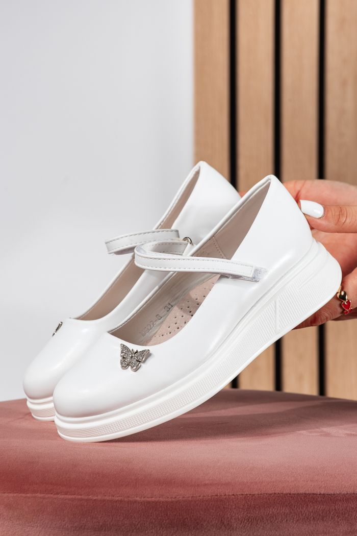 Обувки за момичета бели от еко кожа Sara2 #24648