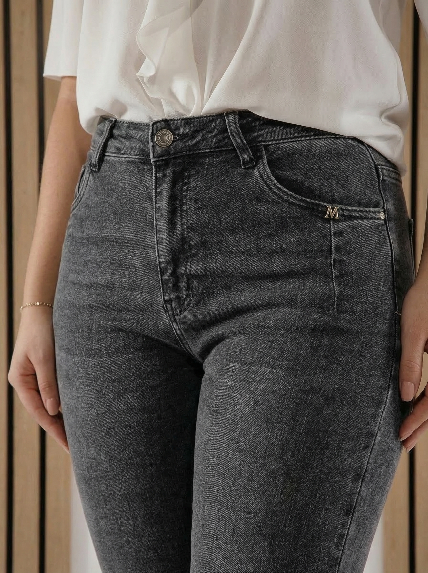 Дамски Дънки Mom Fit Lesley сиви #A1423