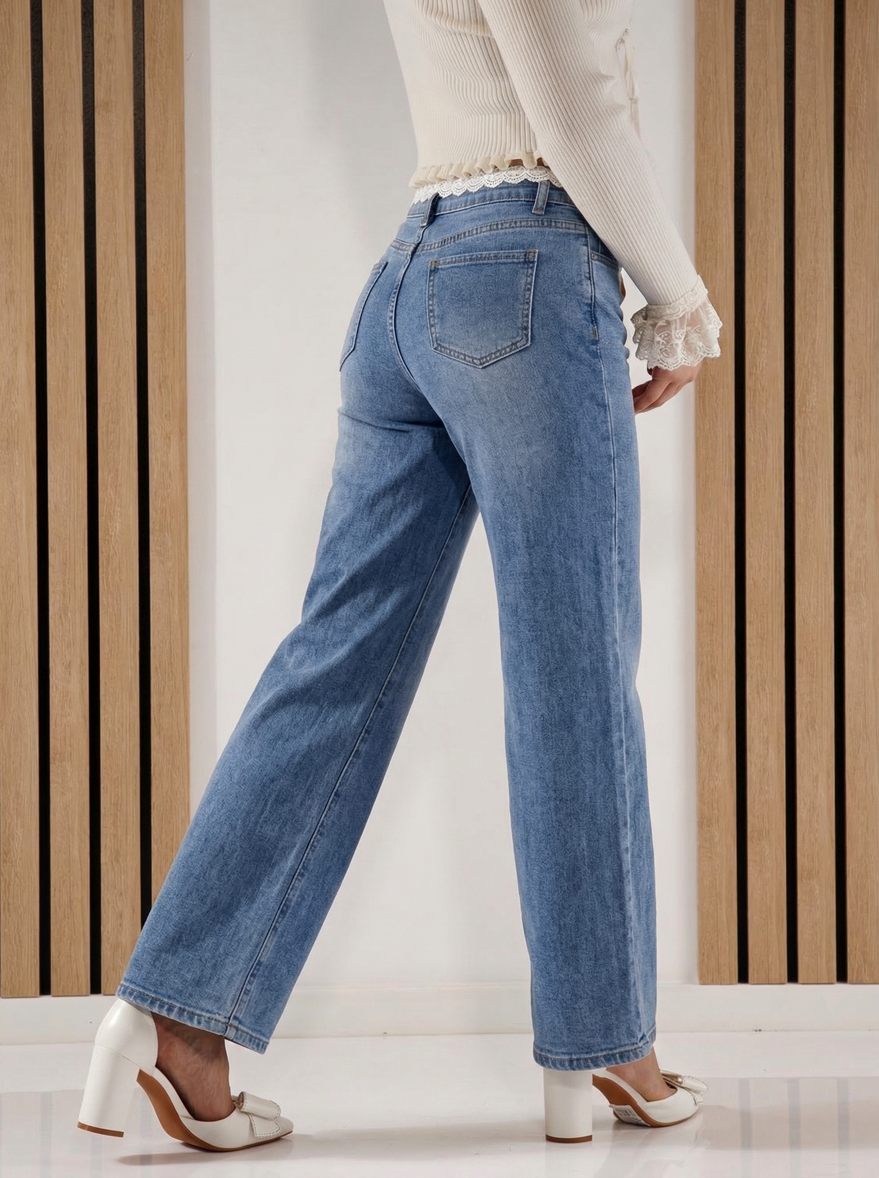 Дамски Дънки Wide Leg Perla бели #A1425