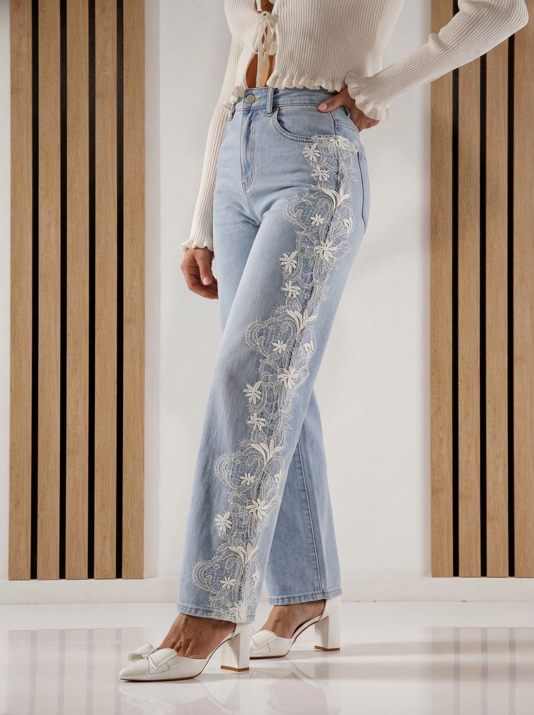 Дамски Дънки Wide Leg Cate сини #A1418