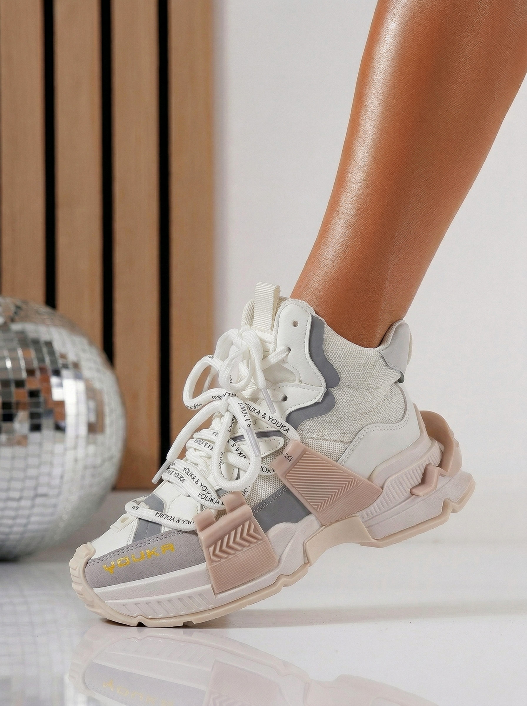 Дамски маратонки бели от еко кожа Nyssa #24683