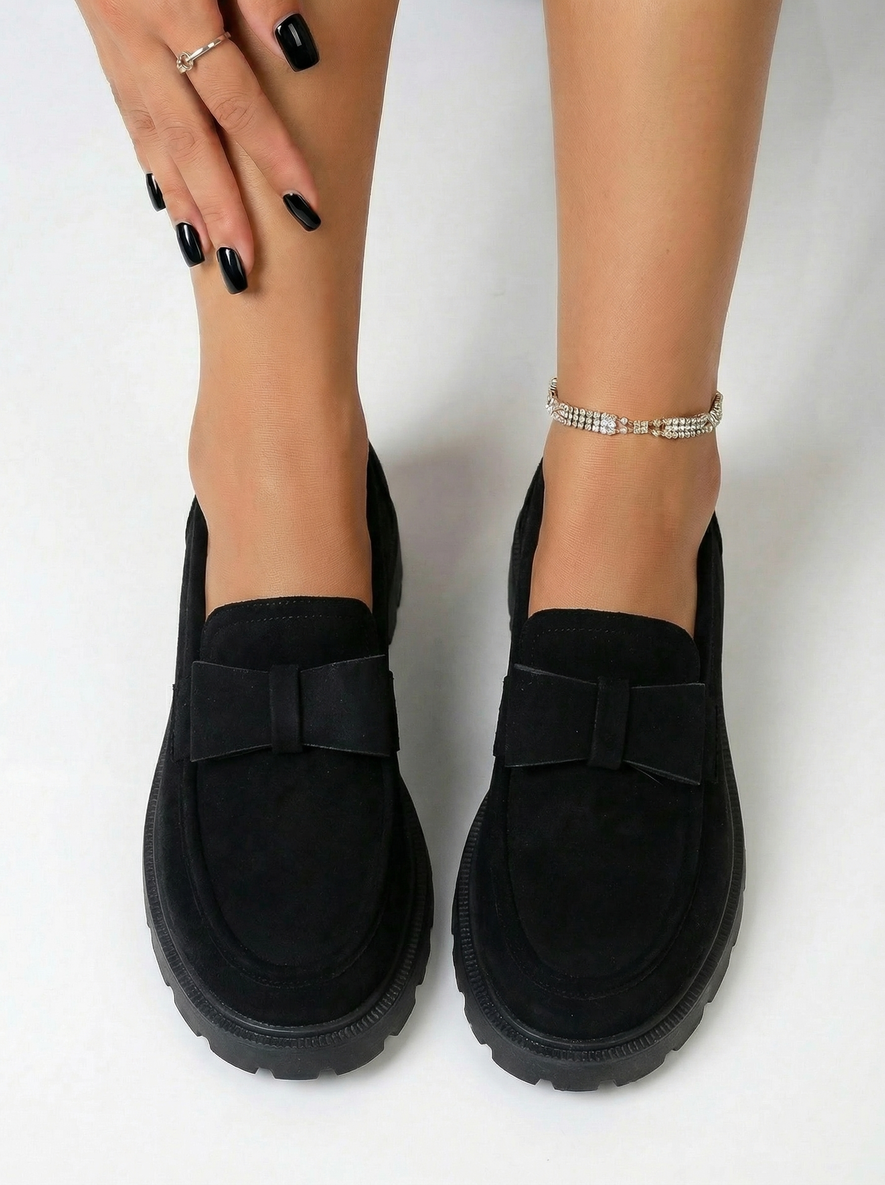 Всекидневни дамски обувки черни от обърната еко кожа Brielle #24664