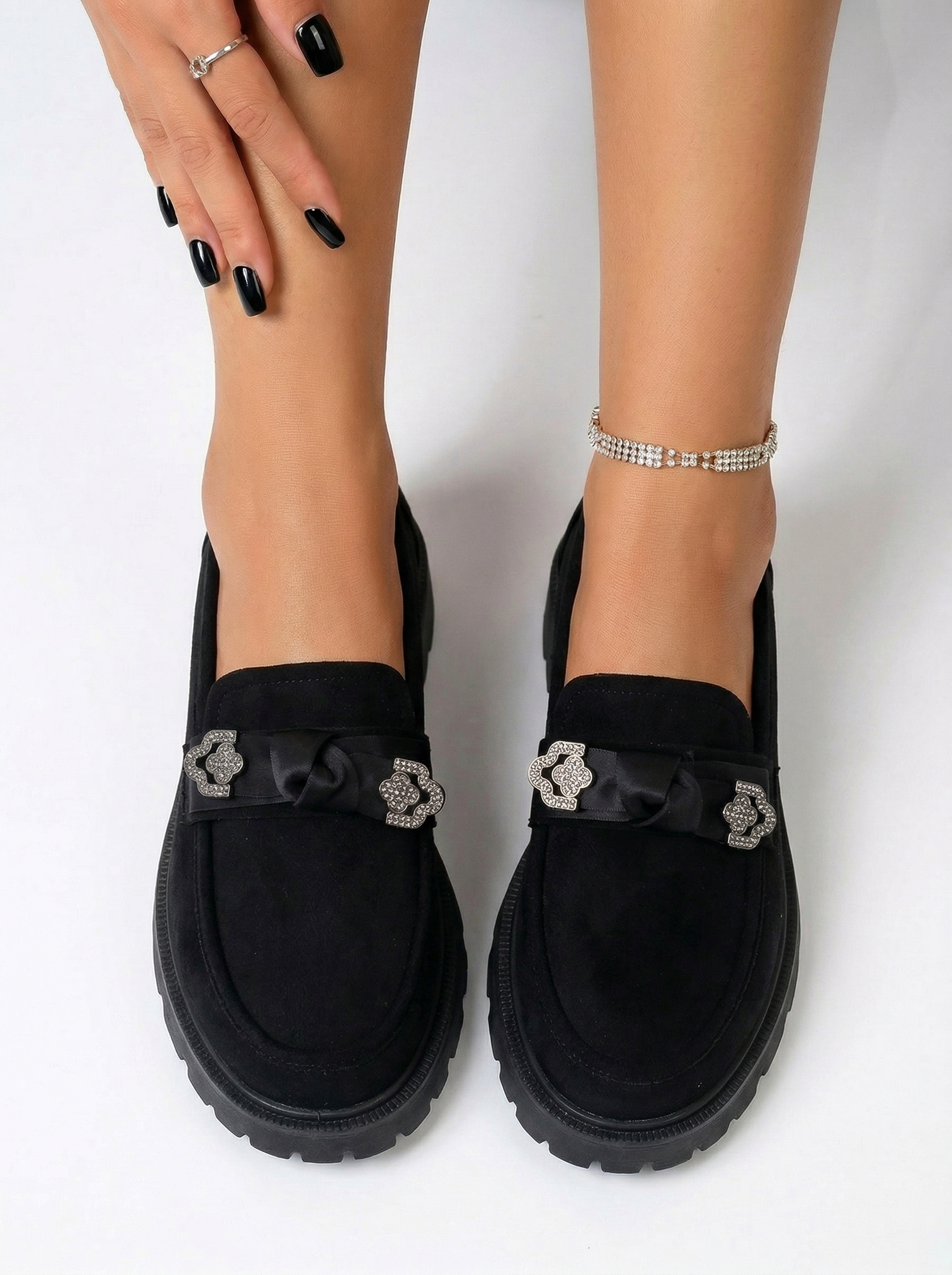 Всекидневни дамски обувки черни от обърната еко кожа Elaris #24670