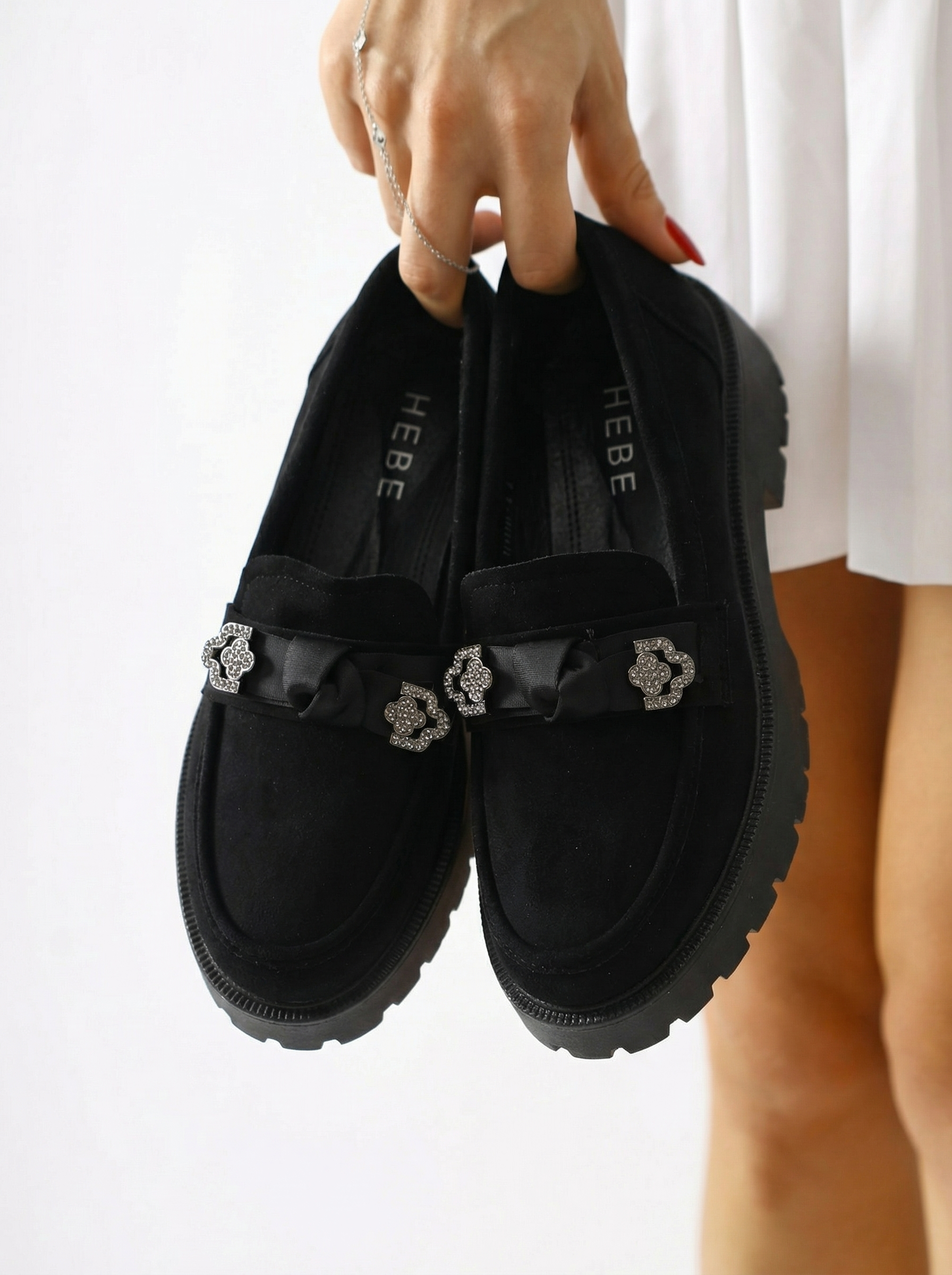 Всекидневни дамски обувки черни от обърната еко кожа Elaris #24670