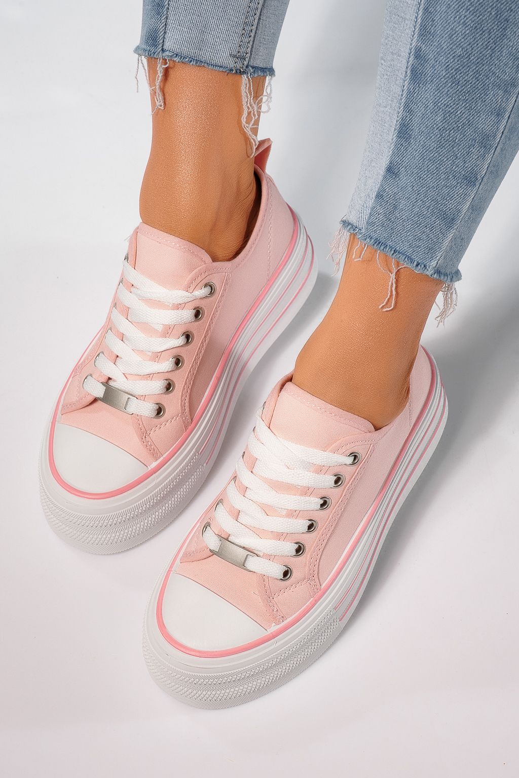 Дамски маратонки розови от текстилен материал Sophia #24725