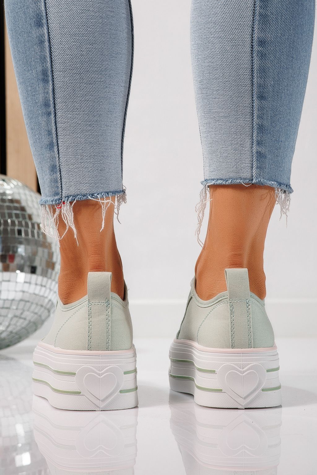 Дамски маратонки зелени от текстилен материал Sophia #24726