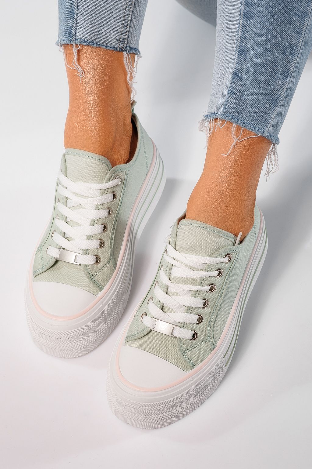 Дамски маратонки зелени от текстилен материал Sophia #24726