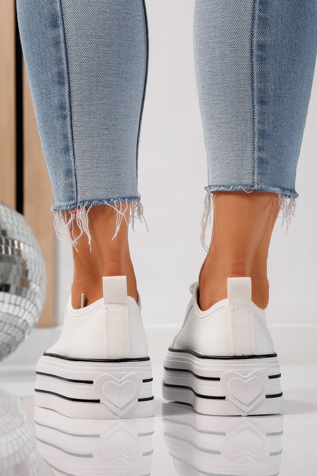 Дамски маратонки бели от текстилен материал Sophia #24728