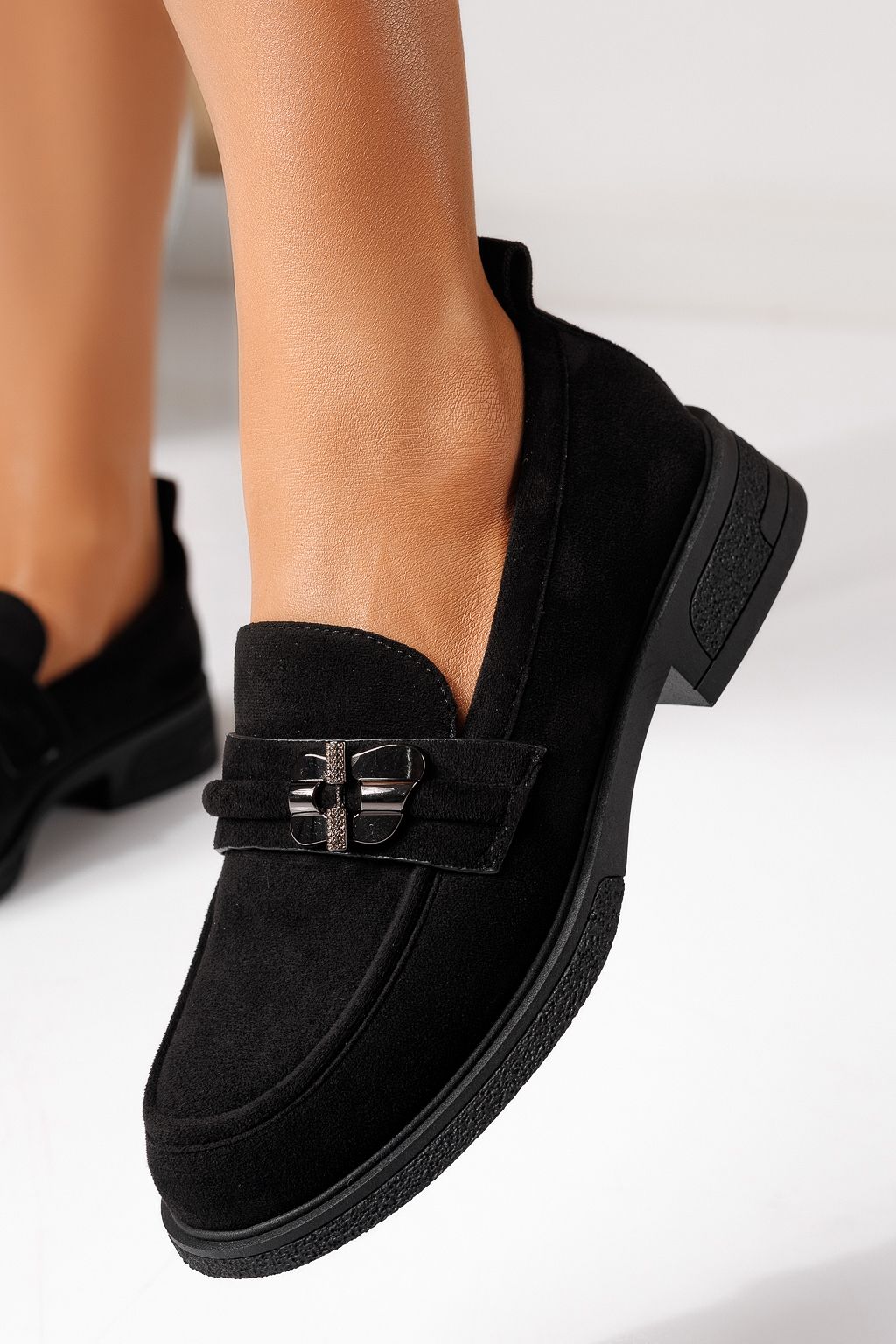 Всекидневни дамски обувки черни от обърната еко кожа Calista #24895