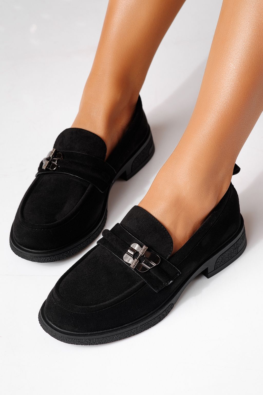 Всекидневни дамски обувки черни от обърната еко кожа Calista #24895