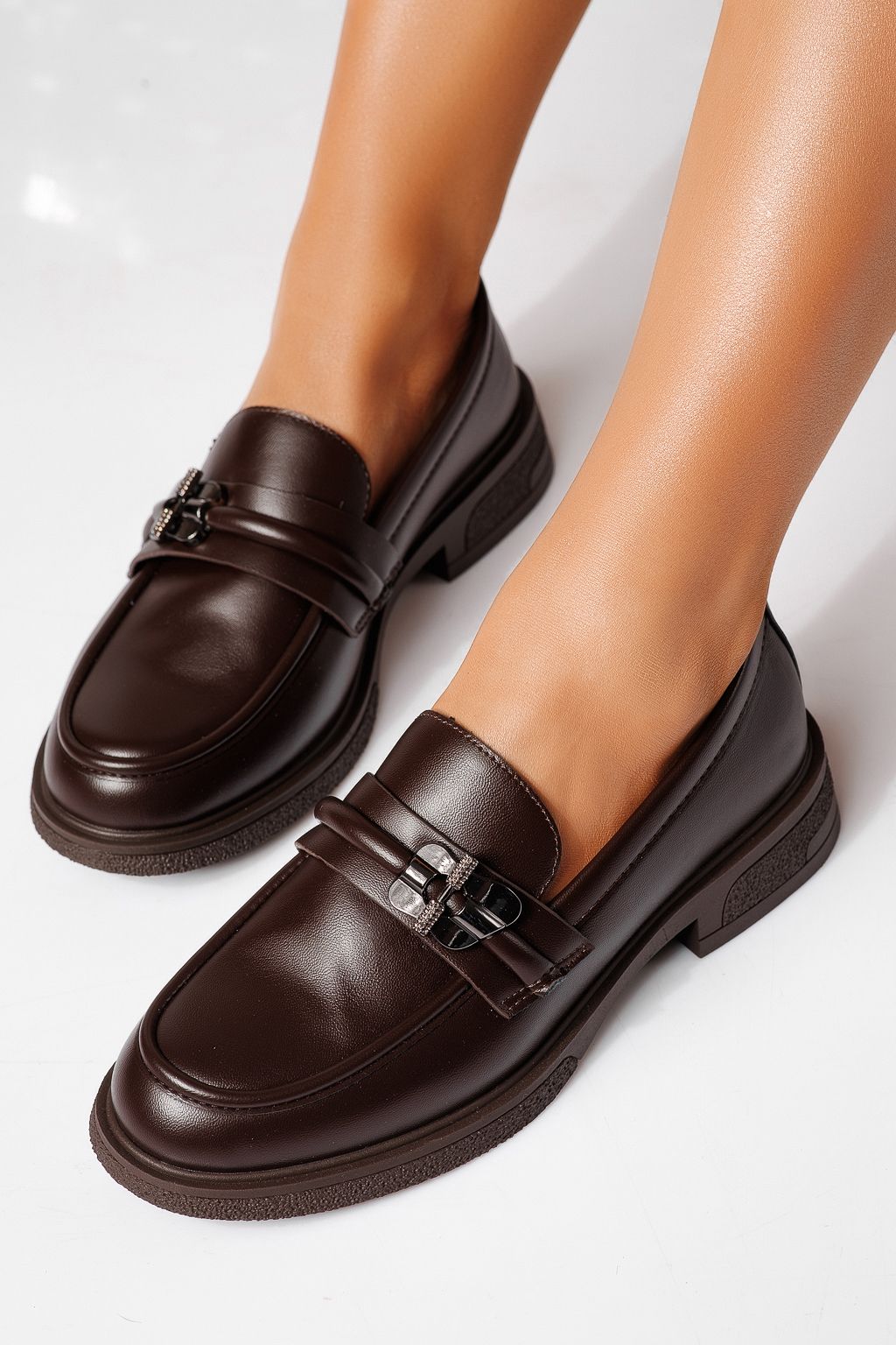 Всекидневни дамски обувки кафяви от еко кожа Calista #24896