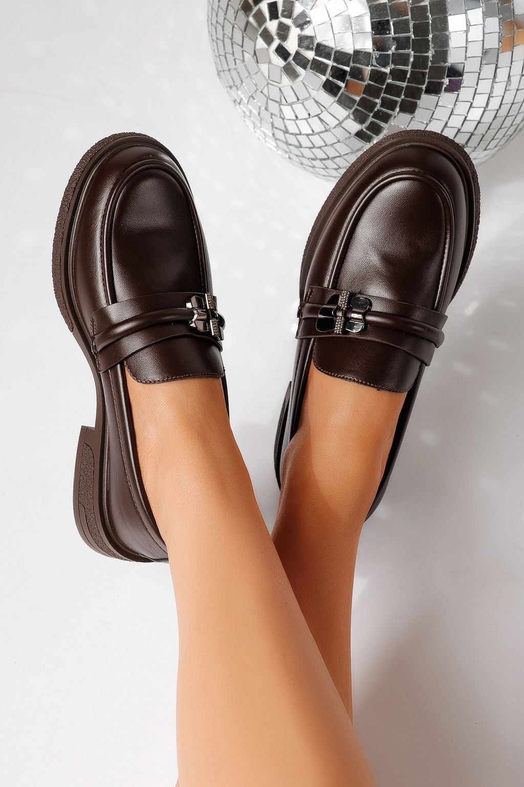 Всекидневни дамски обувки кафяви от еко кожа Calista #24896