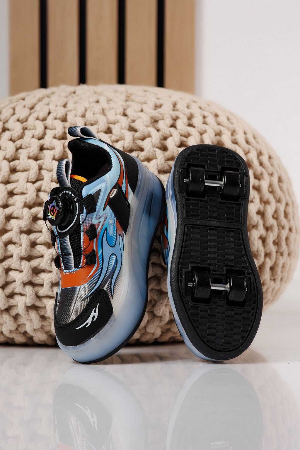 Маратонки с колелца червени от текстилен материал Helys3 #24866