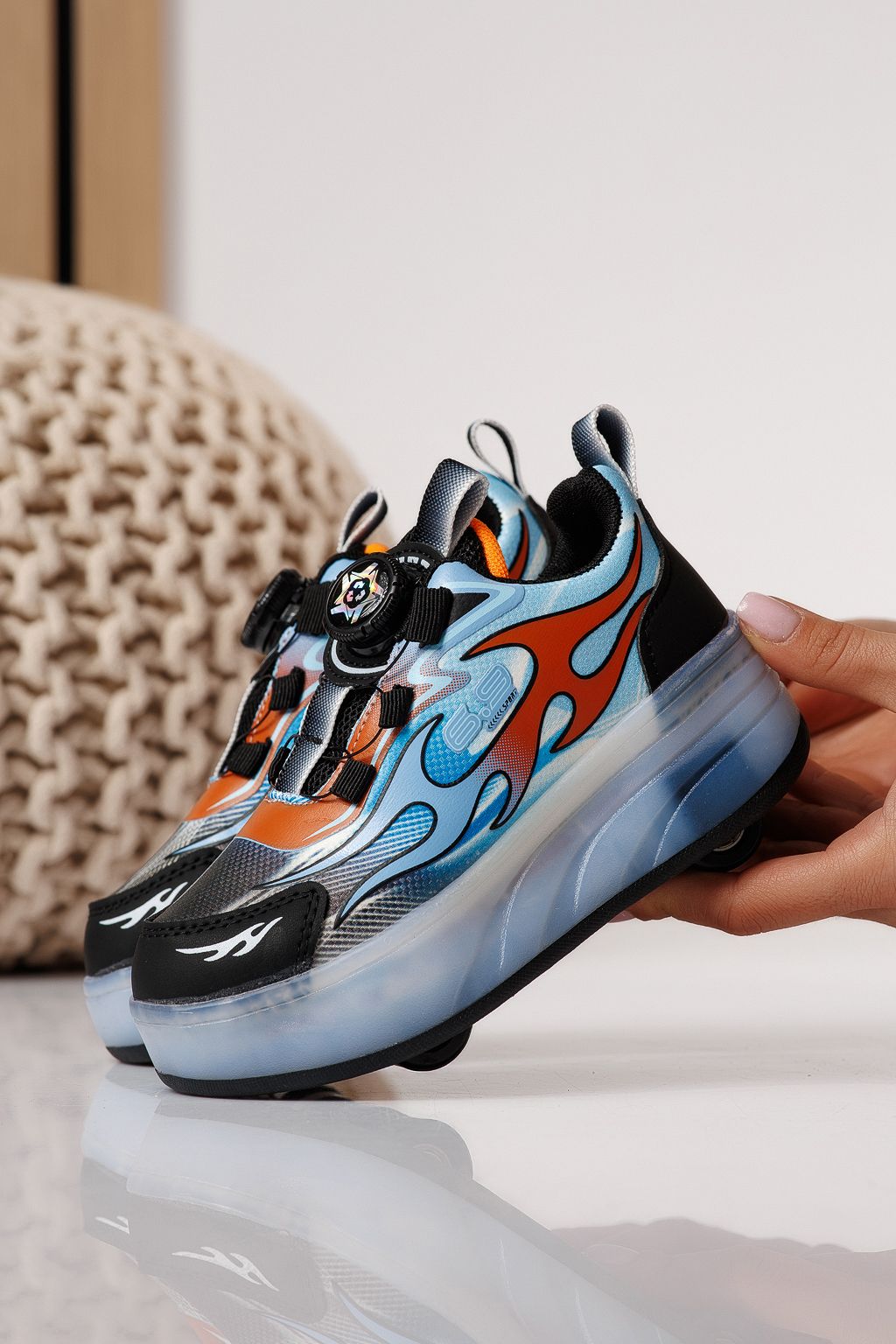 Маратонки с колелца червени от текстилен материал Helys3 #24866