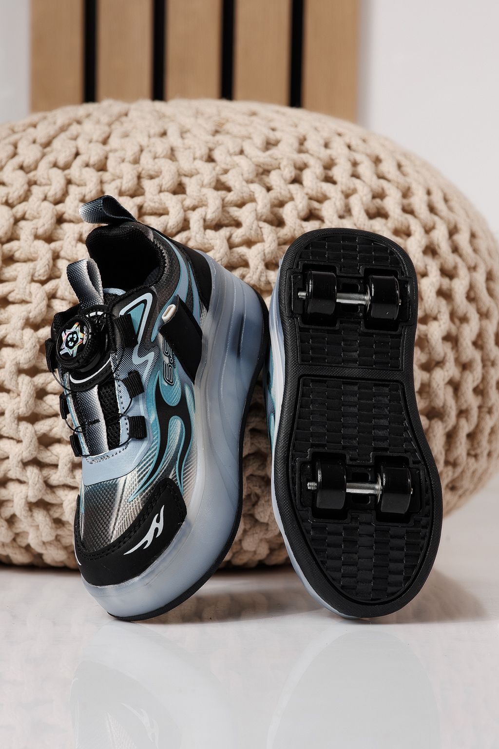 Маратонки с колелца сини от текстилен материал Helys3 #24867