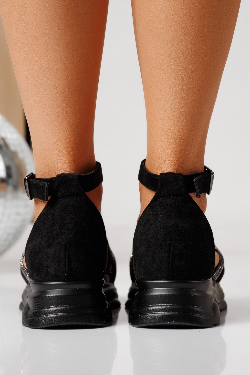 Дамски сандали с платформа черни от еко кожа Xandria #24718