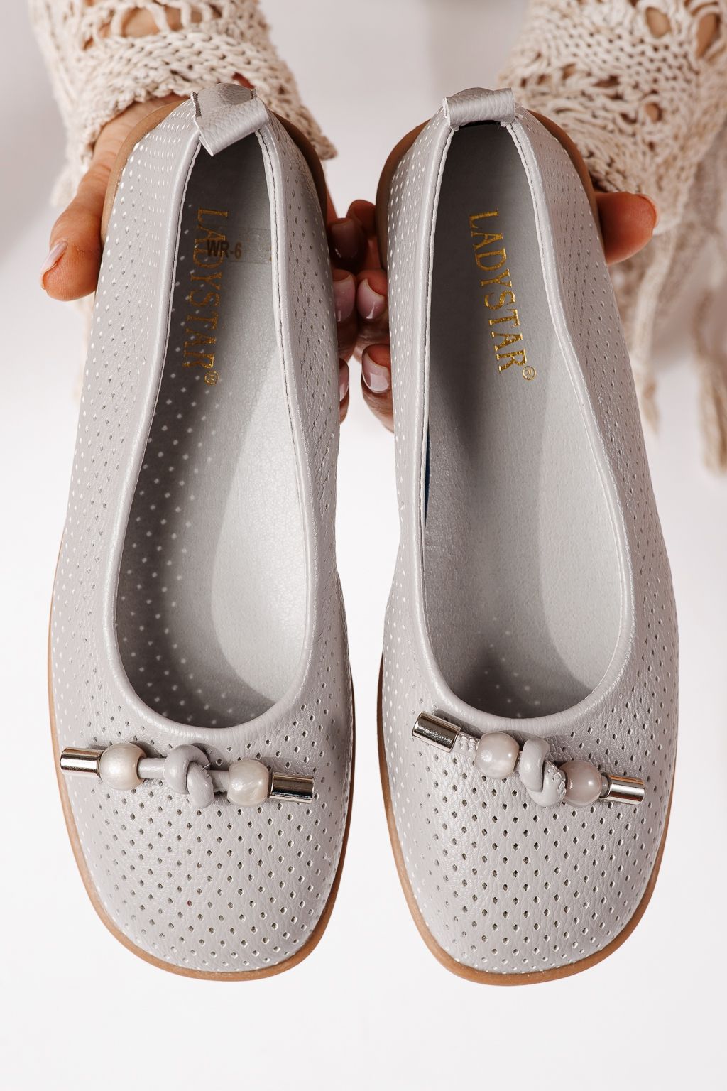 Дамски балерини сиви от еко кожа Aeliana #24871