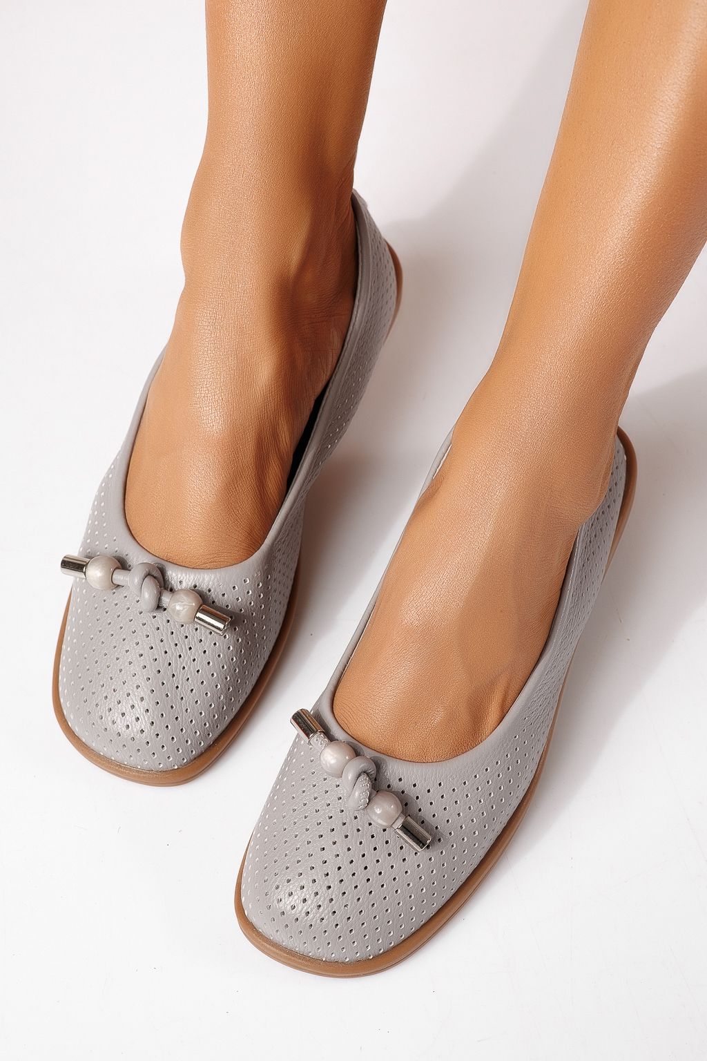 Дамски балерини сиви от еко кожа Aeliana #24871