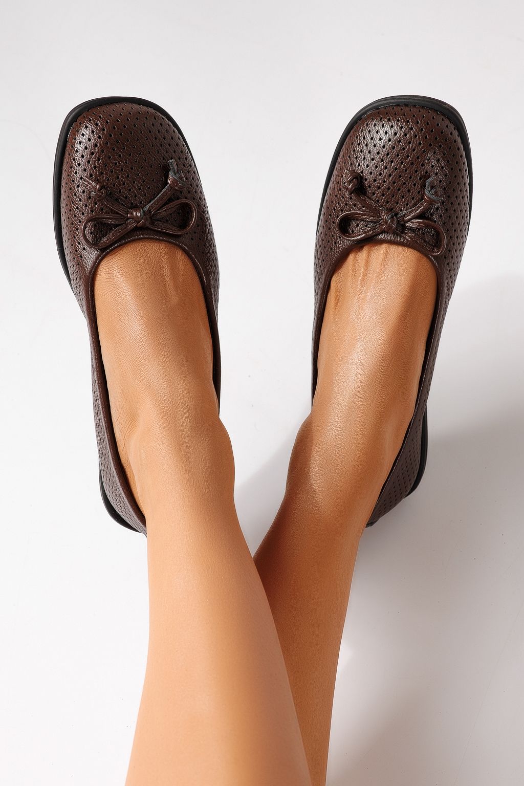 Дамски балерини кафяви от еко кожа Brielle #24885