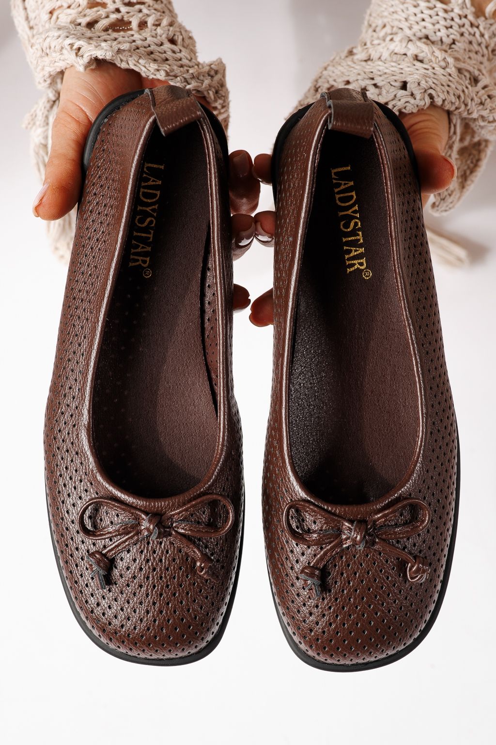 Дамски балерини кафяви от еко кожа Brielle #24885