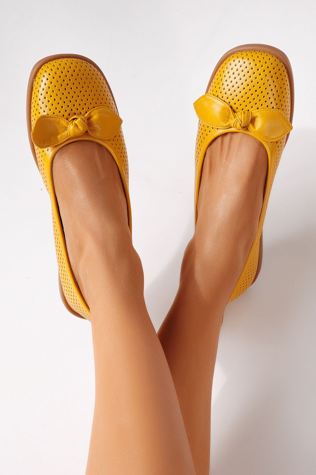 Дамски балерини жълти от еко кожа Amaris #24878
