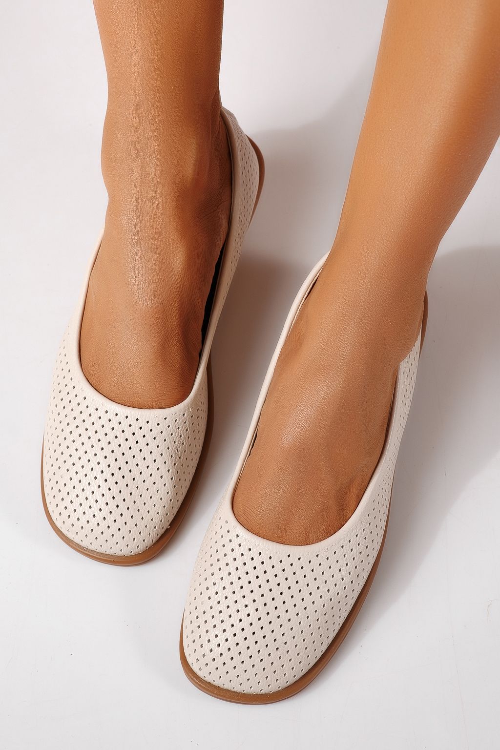 Дамски балерини бежови от еко кожа Amaya #24881