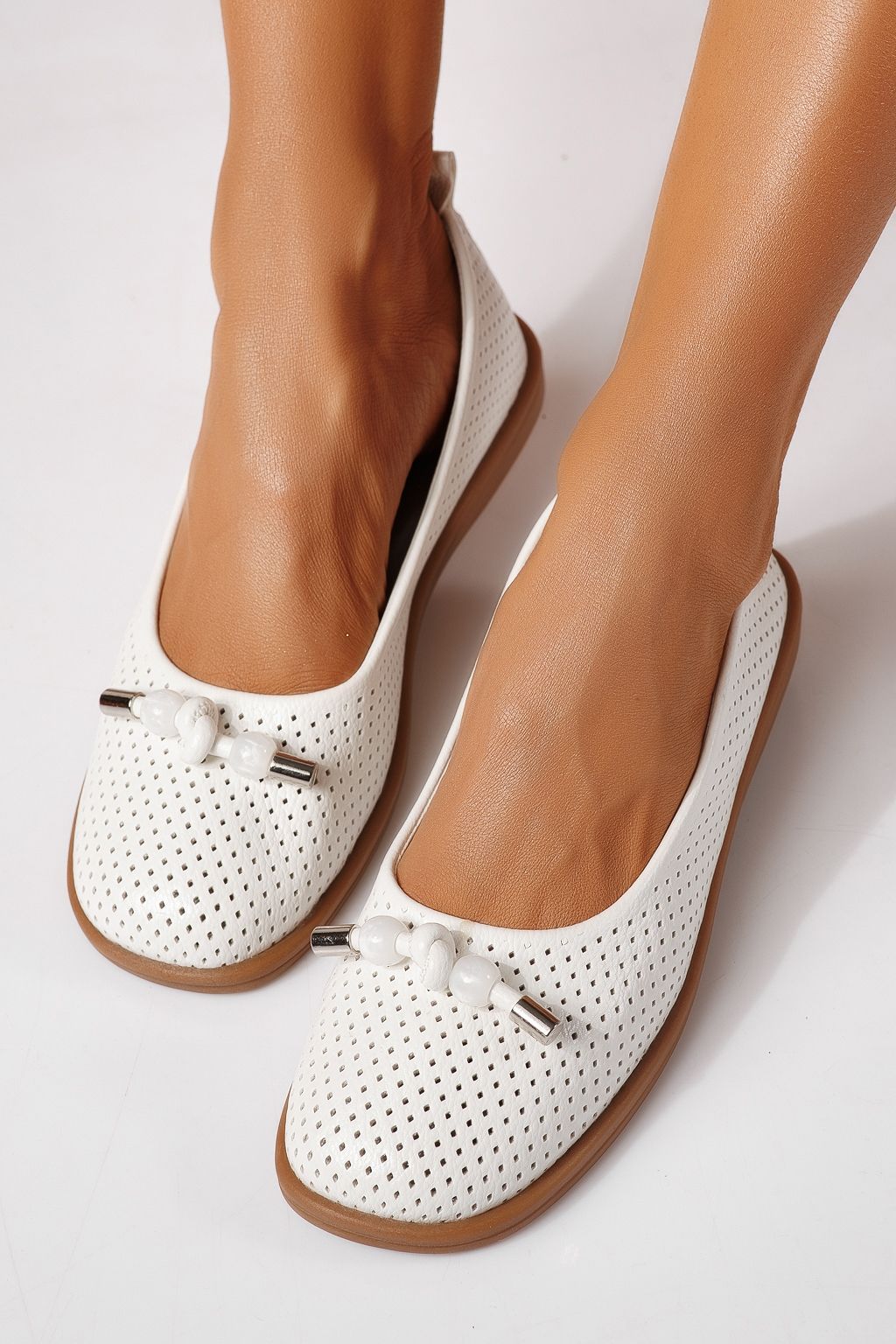 Дамски балерини бели от еко кожа Aeliana #24873