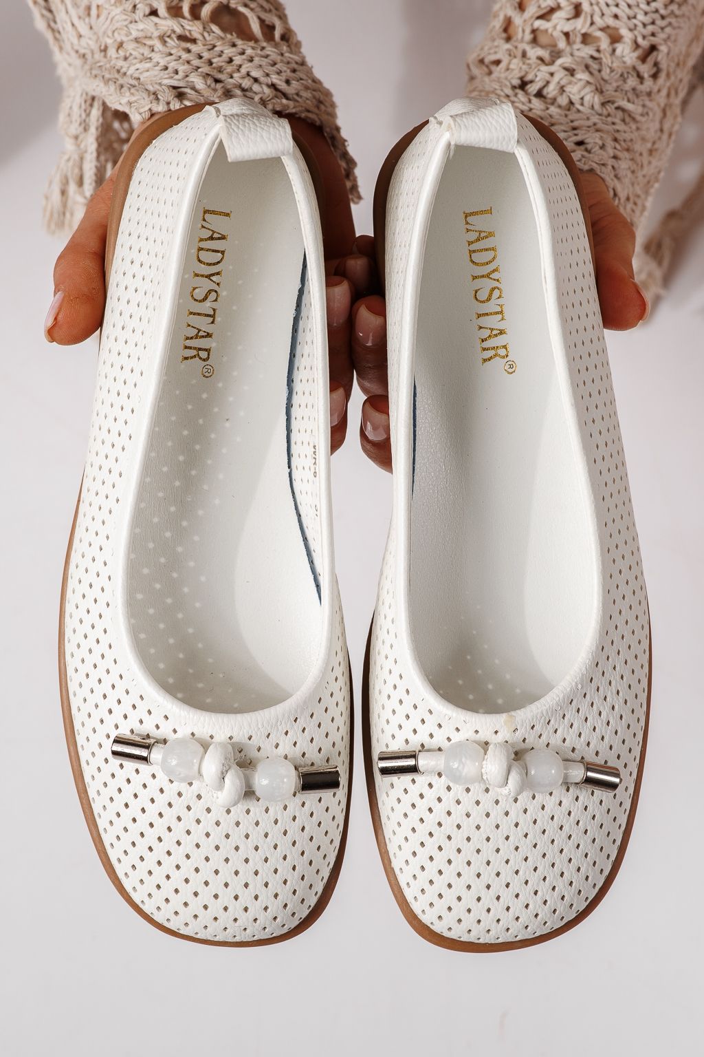 Дамски балерини бели от еко кожа Aeliana #24873