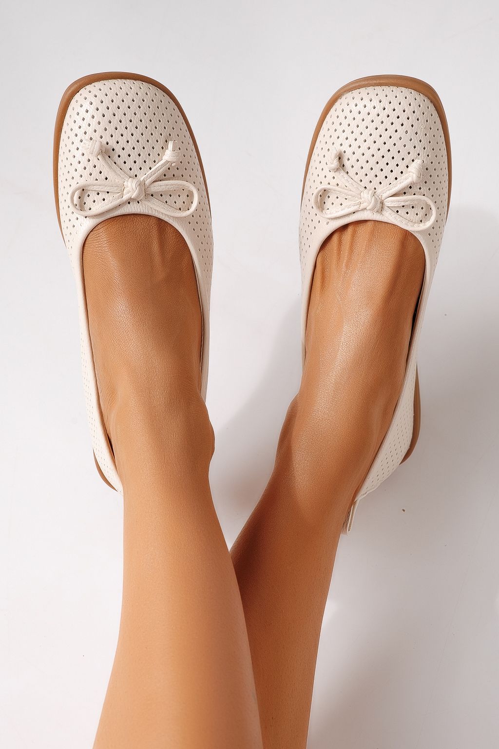 Дамски балерини бежови от еко кожа Brielle #24886