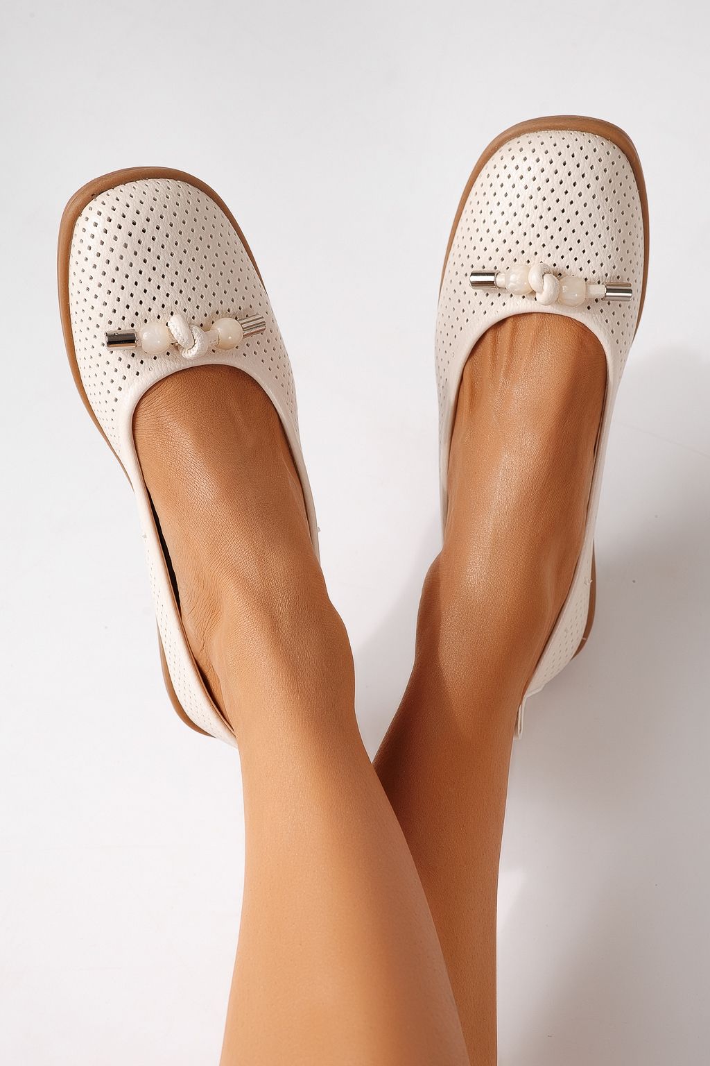 Дамски балерини бежови от еко кожа Aeliana #24874