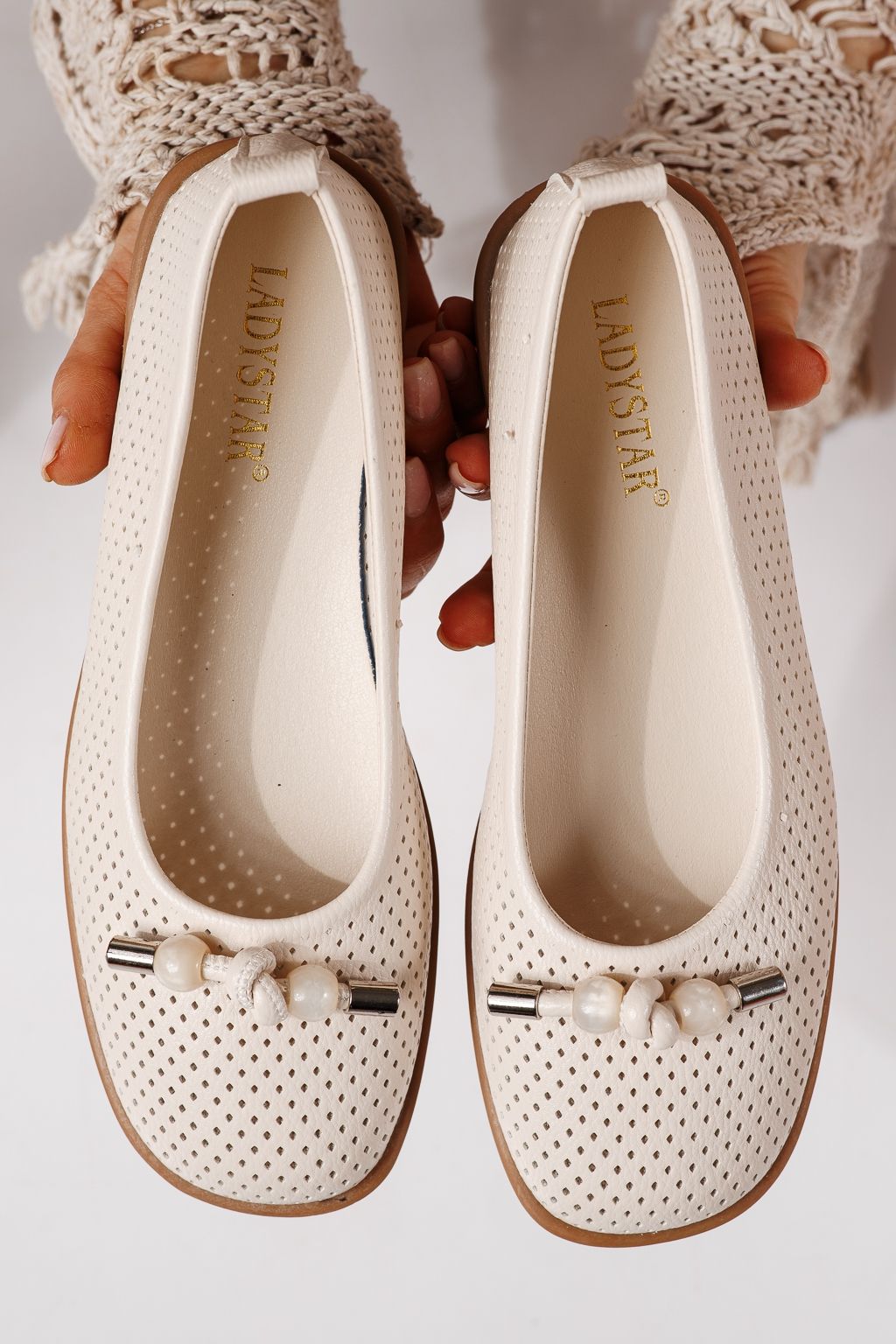 Дамски балерини бежови от еко кожа Aeliana #24874