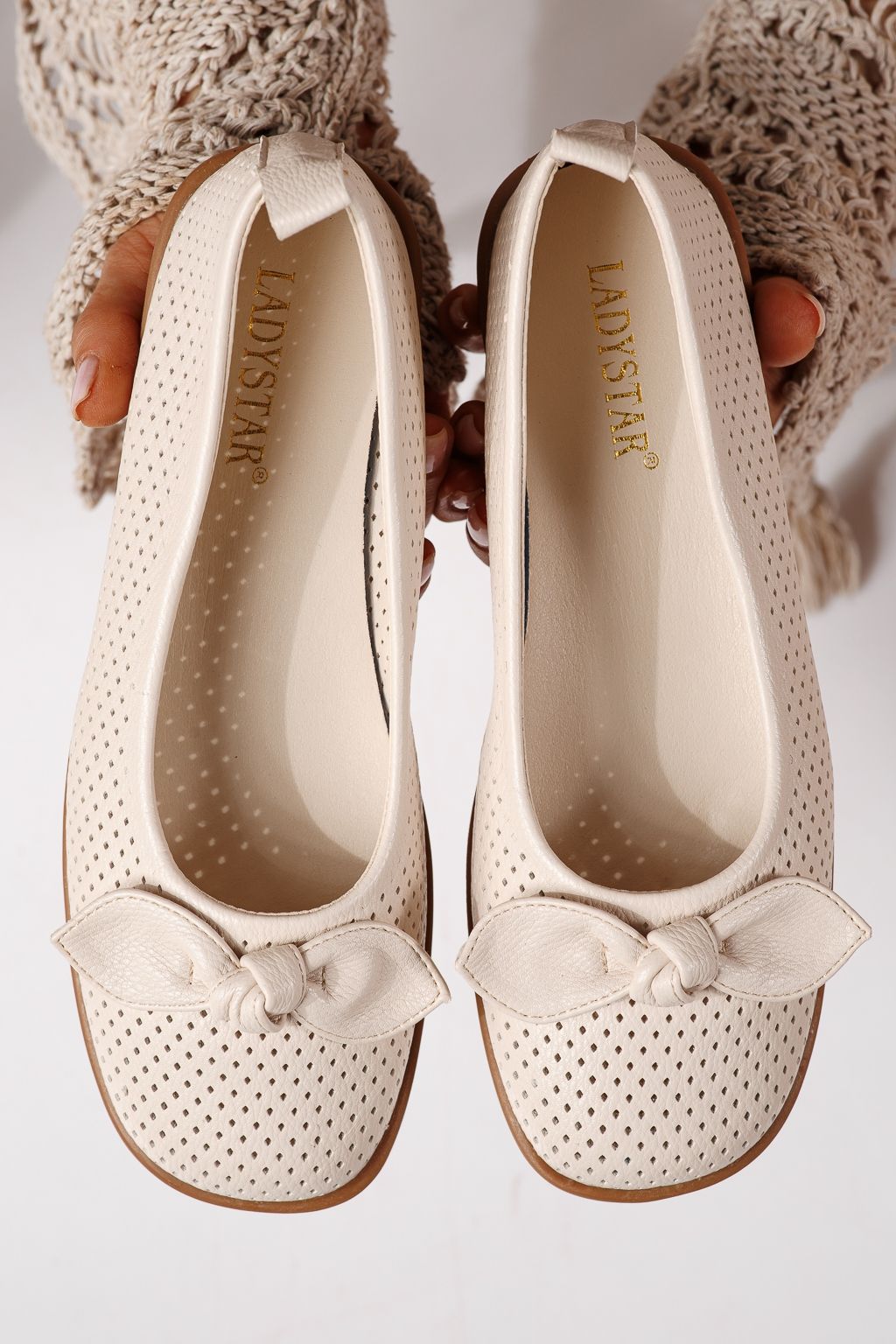 Дамски балерини бежови от еко кожа Amaris #24875