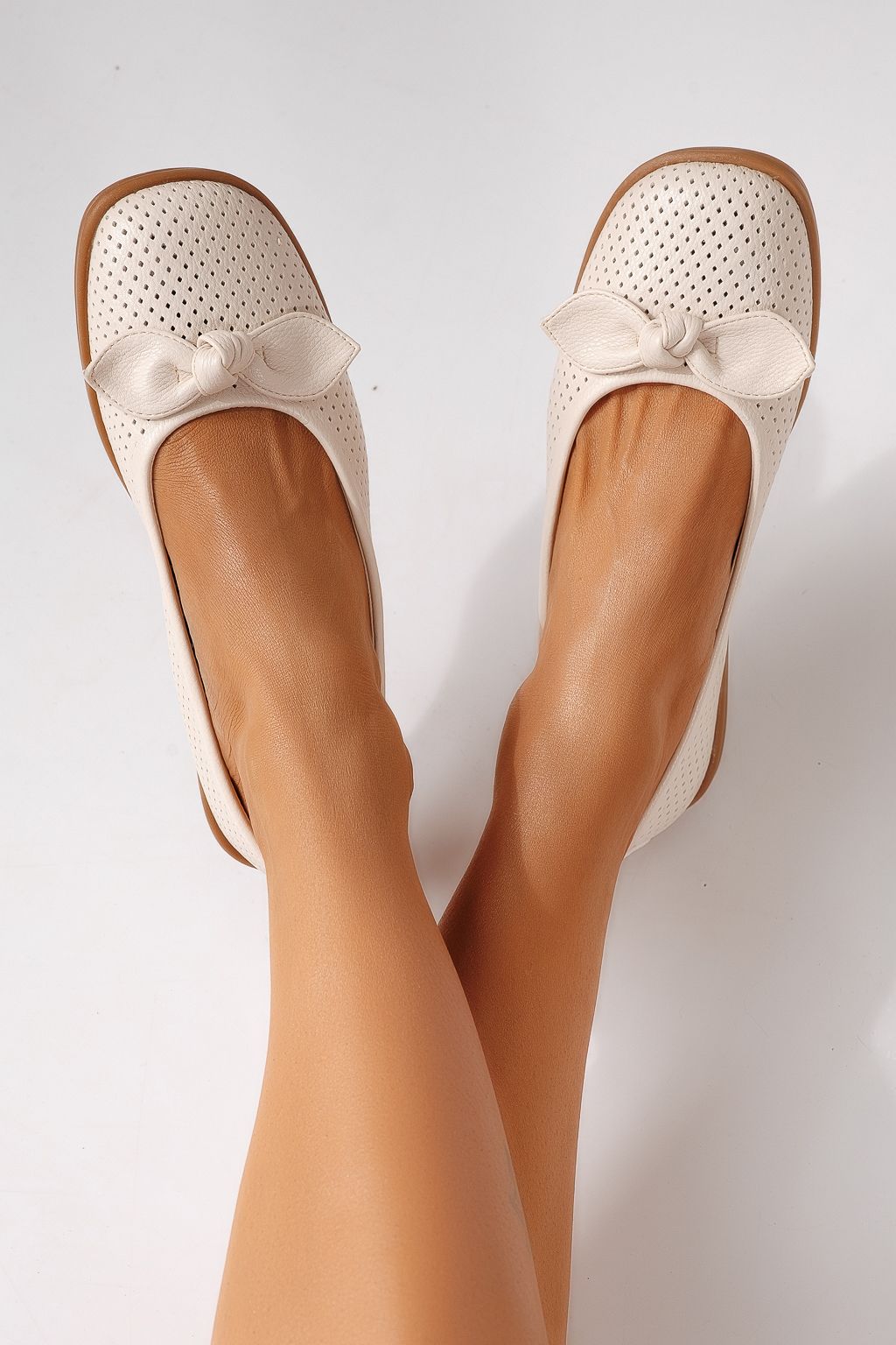 Дамски балерини бежови от еко кожа Amaris #24875