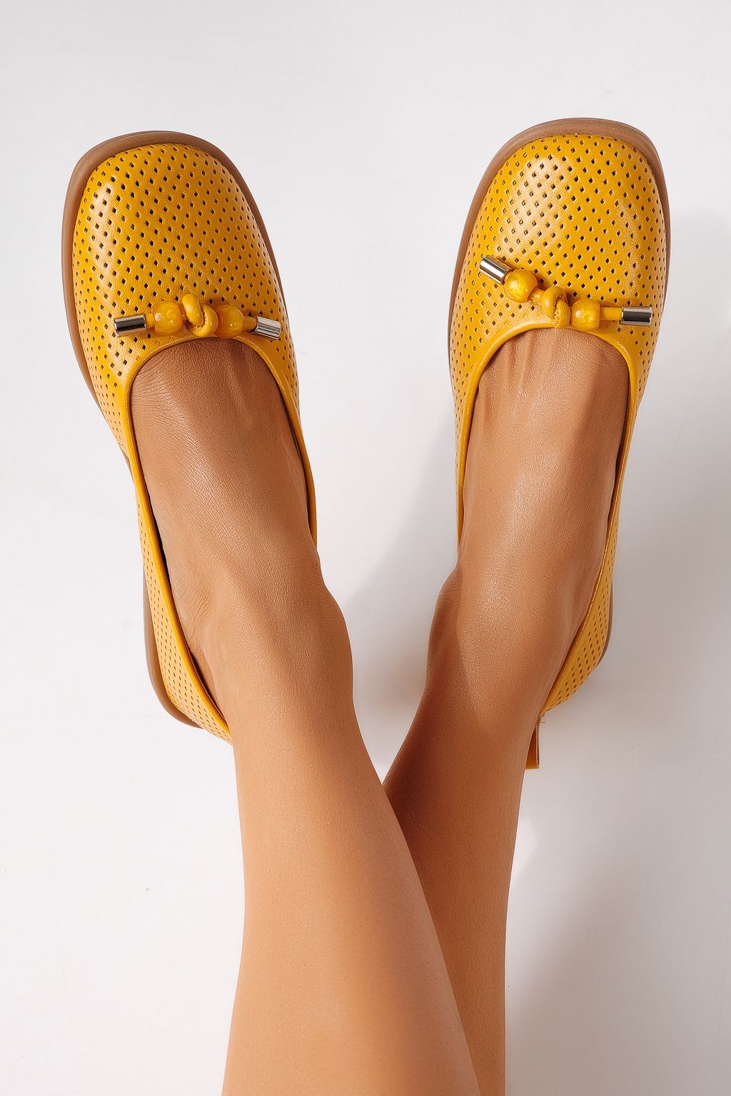 Дамски балерини жълти от еко кожа Aeliana #24870