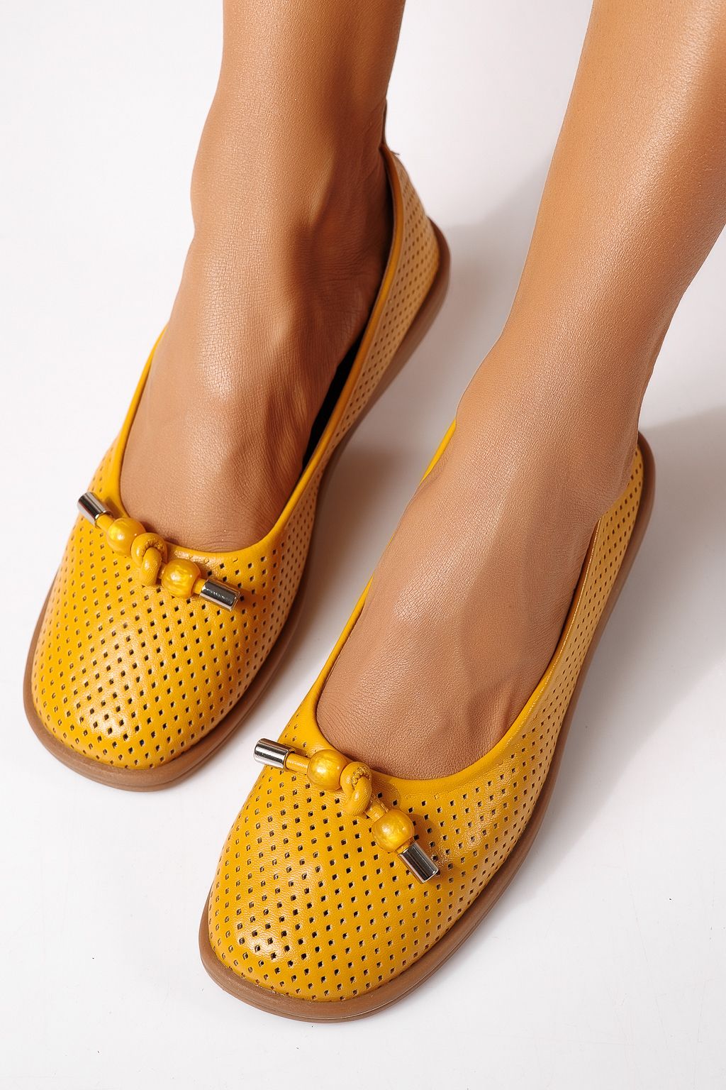 Дамски балерини жълти от еко кожа Aeliana #24870