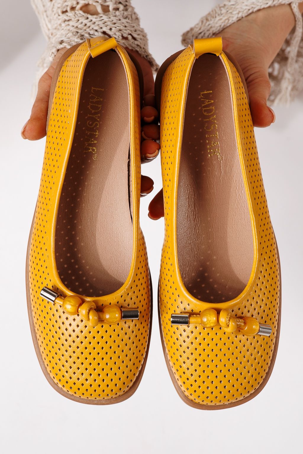 Дамски балерини жълти от еко кожа Aeliana #24870