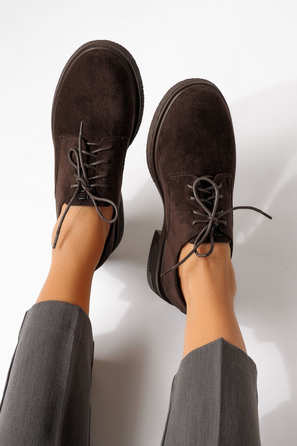 Всекидневни дамски обувки кафяви от обърната еко кожа Bellamy #24893