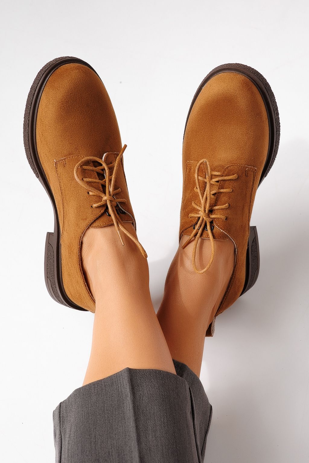 Всекидневни дамски обувки кафяви от обърната еко кожа Bellamy #24891