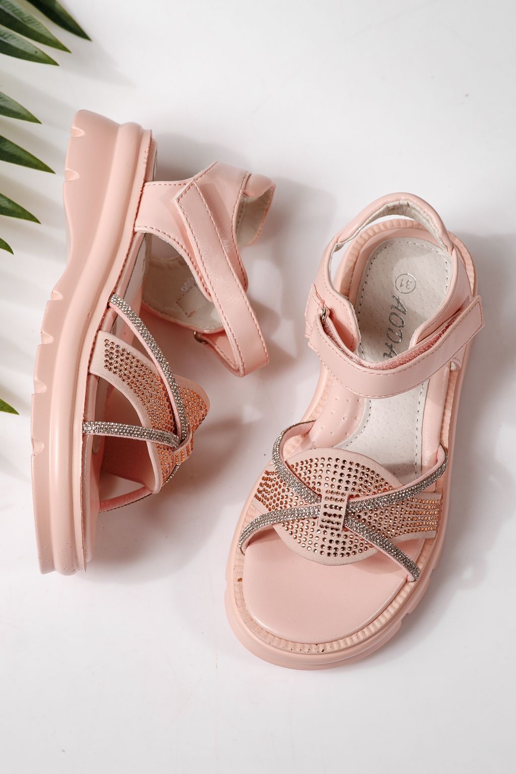 Детски сандали розови от еко кожа Althea  #24954