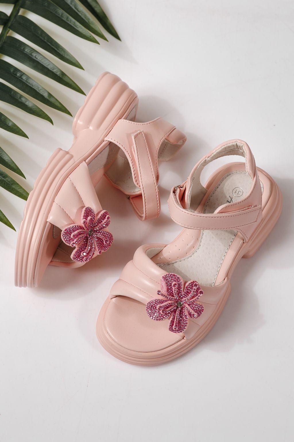 Детски сандали розови от еко кожа Elara #24916