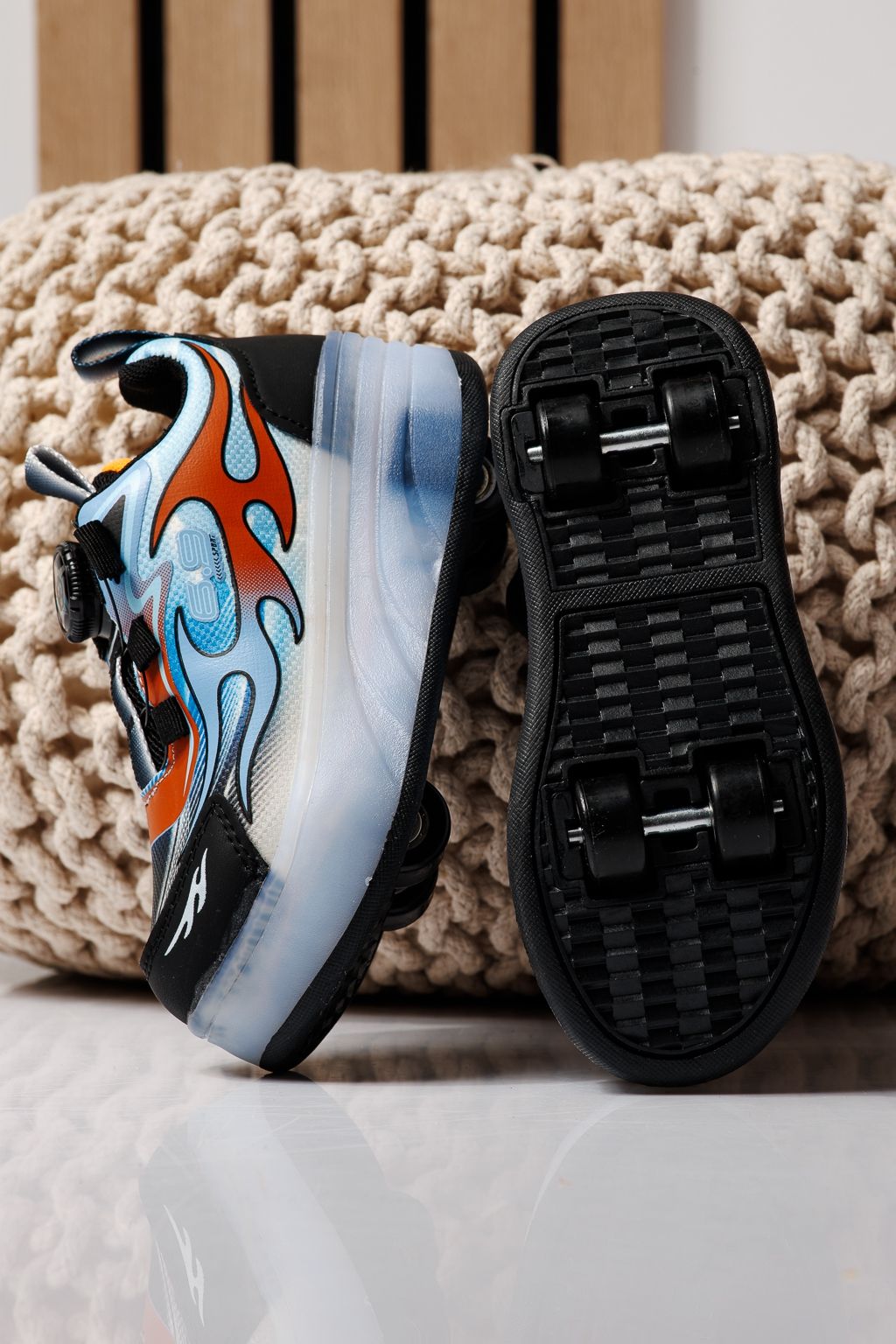 Маратонки с колелца червени от текстилен материал Helys3 #24866