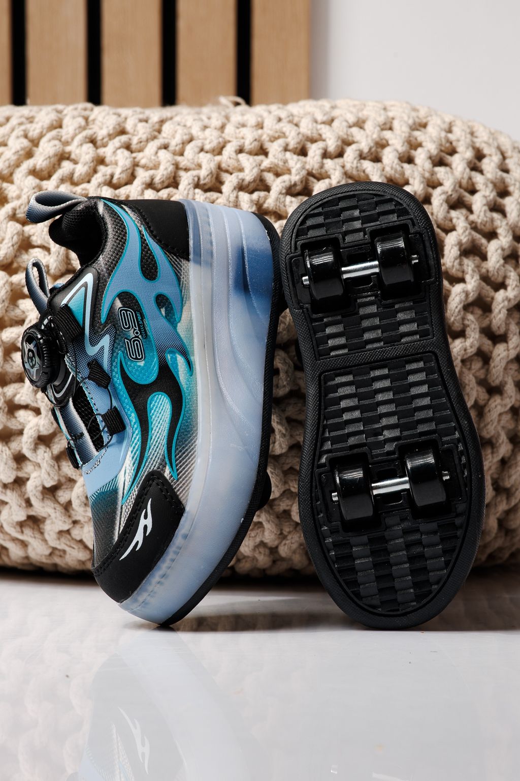 Маратонки с колелца сини от текстилен материал Helys3 #24867