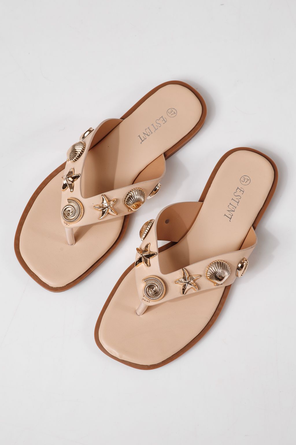 Дамски чехли бежови от еко кожа Zelia #24801